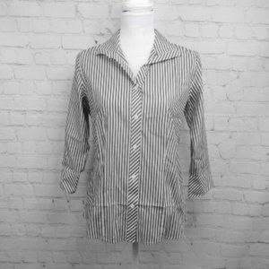 Chico's Button-Down Striped Shirt | Gray/White